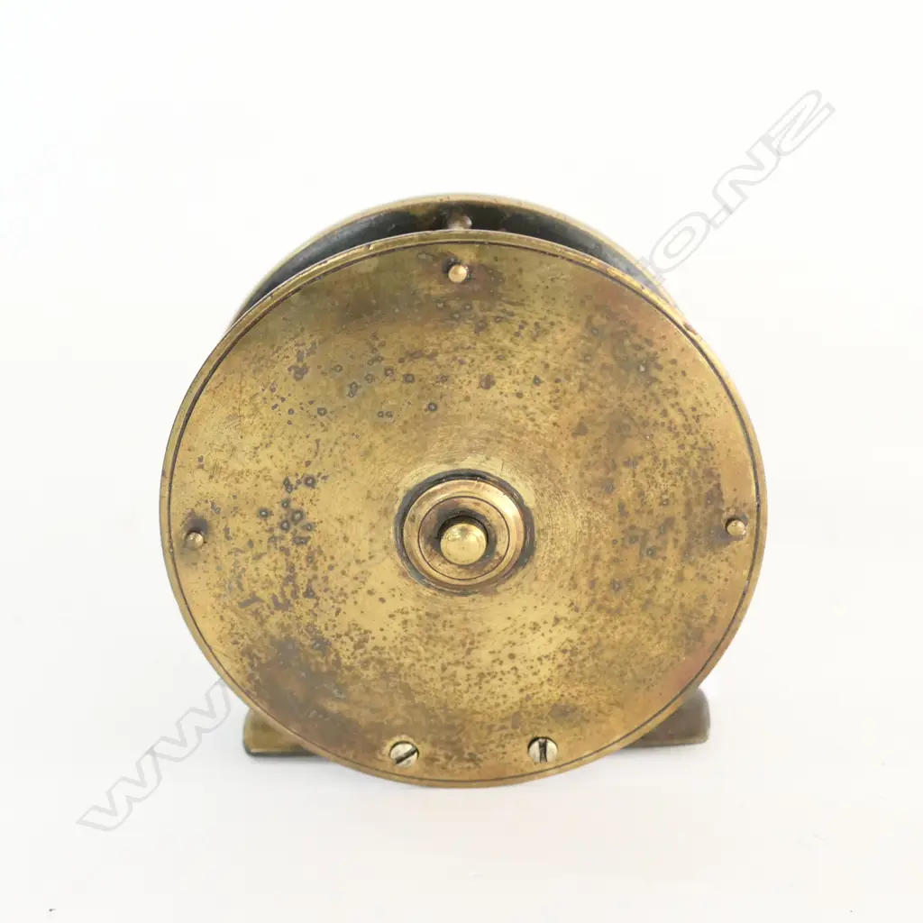 VICTORIAN PERIOD 3½" BRASS SALMON REEL Image 1++